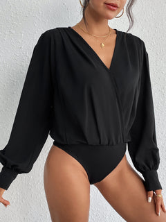 Sophisticated Polyester Surplice Long Sleeve Bodysuit