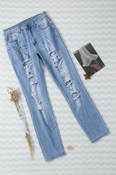 Sky Blue Chic Buttoned Pockets Jeans