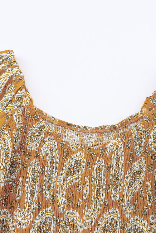 Yellow Boho Paisley Floral Dress: Bohemian Elegance