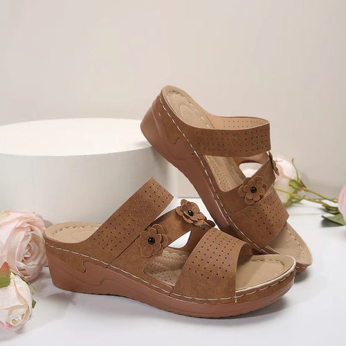 Opulent Luxe Floral Wedge Sandals