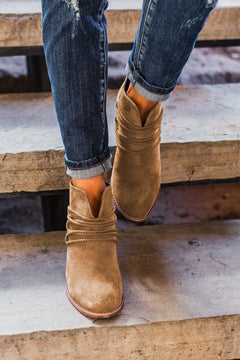 Sumptuous Dark Grey Criss Cross Heeled Boots