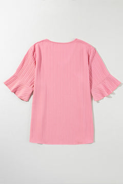 Ethereal Peach Blossom Ruffle Plus Top