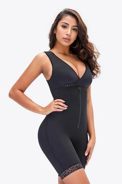 Elegant Lace Trim Zipper Shapewear for All