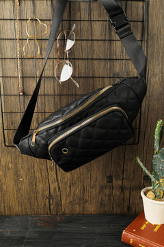 Black Rhombus Pattern Waist Bag: A Noble Accessory