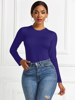 Elegant Round Neck Long Sleeve Bodysuit