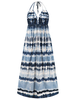 Tie-Dye Elegance: Halter Neck Dress