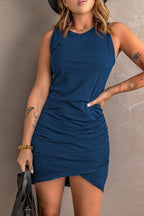 Elegant Blue Sleeveless Mini Dress