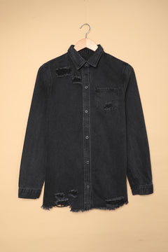 Denim Delight Distressed Shirt: Elevate Your Style