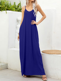 Elegant Solid Maxi Dress with Functional Pockets