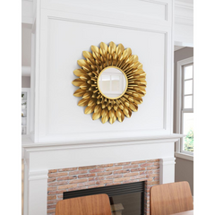 Sunflower Round Mirror Gold