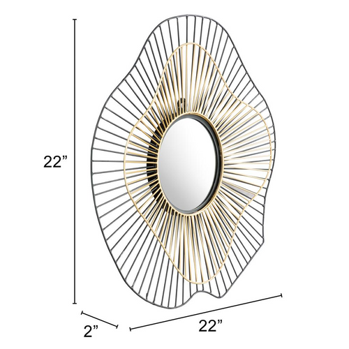 Comet Round Mirror Black & Gold