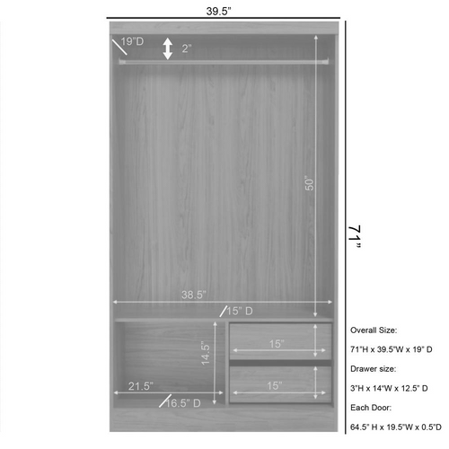 Regal Light Gray Wood Wardrobe: Exquisite Elegance