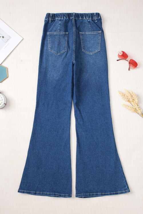 Blue Elastic Flare Jeans: Trendy & Comfortable