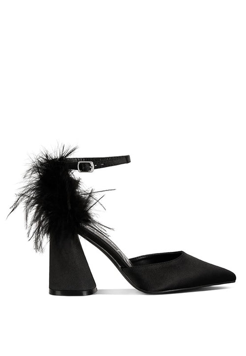 Opulent Satin & Fur Statement Heels