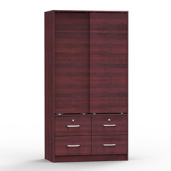 Opulent Mahogany Sliding Armoire: Essence of Elegance