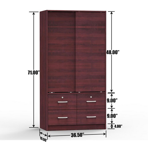 Opulent Mahogany Sliding Armoire: Essence of Elegance