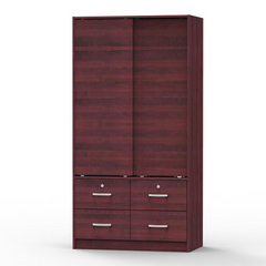 Opulent Mahogany Sliding Armoire: Essence of Elegance