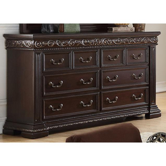 Opulent Dark Cherry Dresser with Gold Touches