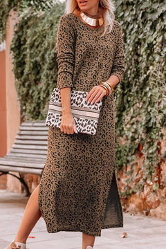 Leopard Grandeur Long Sleeve Dress