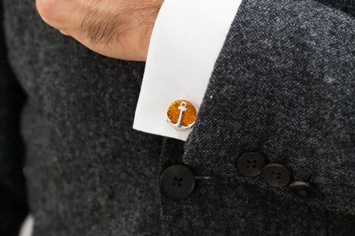 Luxury Amber Anchor Cufflinks: Elegance Redefined