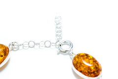 Opulent Amber & Silver Floral Bracelet