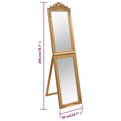 vidaXL Gold Free-Standing Mirror: Elegance Embodied