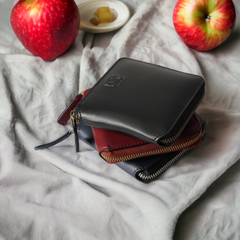 Kivik | Apple Leather Small Zip Wallet - Black