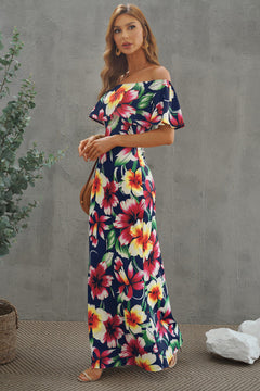 Elegant Floral Off-Shoulder Maxi Dress