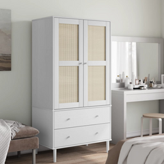 Senja White Rattan Wardrobe: A Luxe Ode