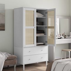 Senja White Rattan Wardrobe: A Luxe Ode