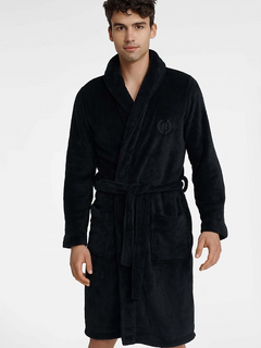 Untimes Black Men's Bathrobe: Pure Elegance