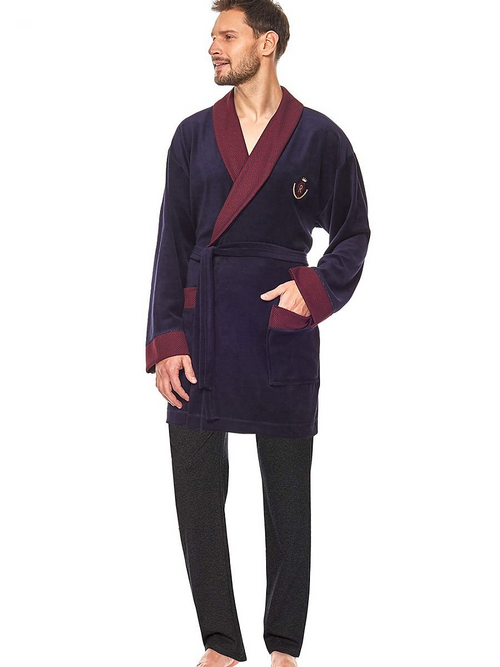 Velvet Elegance: Men's Luxurious Shawl Bathrobe