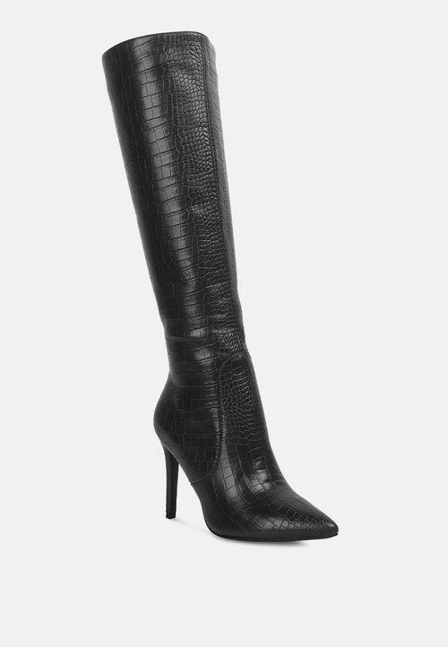 Luxurious Croc Calf Boots: Unrivalled Elegance!