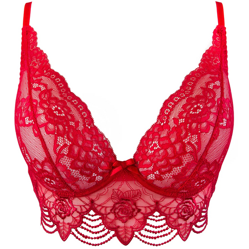 Seductive Sheer Red Lace Plunge Bra 💋