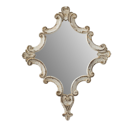 The Antique White Diamond Scrollwork Mirror 🌟