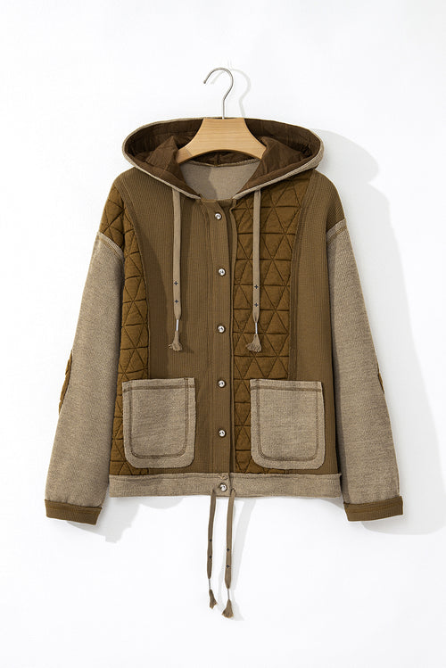 Beige Patchwork Dreams Hooded Jacket