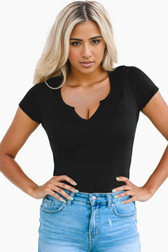 Chic Black V-Neck Bodysuit: Effortless Elegance