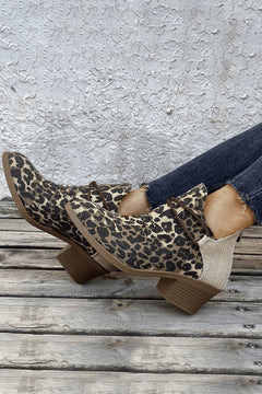 Leopard Elegance: Luxe Patchwork Heel Booties