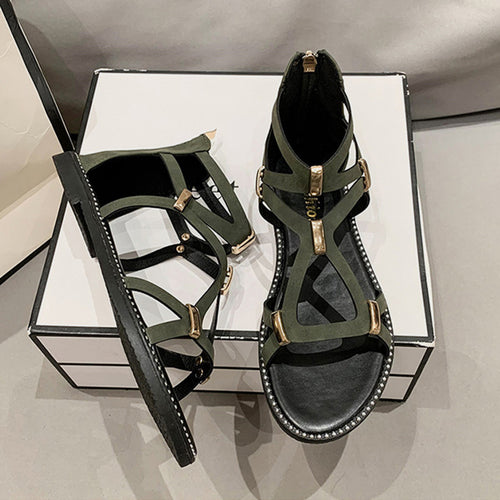 Luxury Elegance: Opulent Zip Flat Sandals