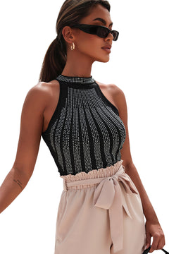 Elegant Diamante High Neck Bodysuit