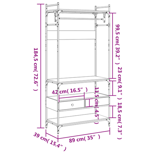 vidaXL Smoked Oak Wardrobe: A Bard's Elegance