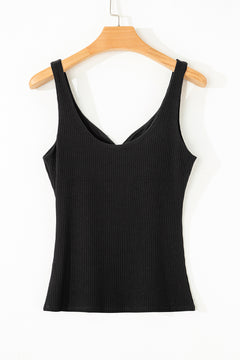 Sizzle Ribbed V-Neck Sleeveless Top: Curve Embrace