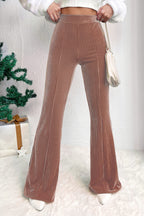 Whimsical Dusty Pink High Waist Flare Pants