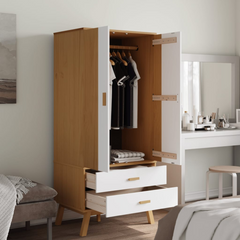 vidaXL Luxury Pine Wood Wardrobe: Opulent Elegance