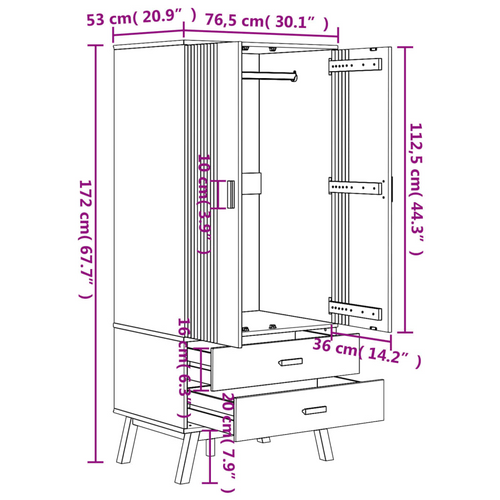 vidaXL Luxury Pine Wood Wardrobe: Opulent Elegance