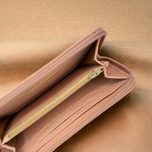 The Eco-Friendly Cork Zip Wallet in Salmon