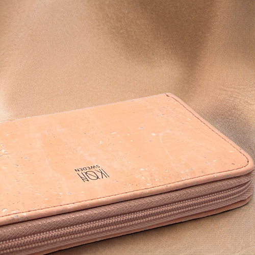 The Eco-Friendly Cork Zip Wallet in Salmon