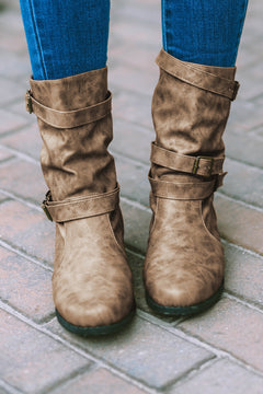 Opulent Chestnut Elegance Buckle Boots: Luxe Perfection