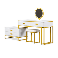 Opulent White Vanity Set with LED Mirror