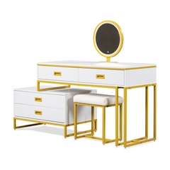 Opulent White Vanity Set with LED Mirror